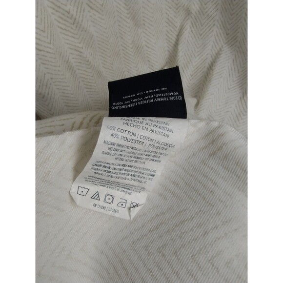 Tommy Hilfiger Standard shower curtain art geo pattern deco white & tan 72"x72" - Picture 5 of 7